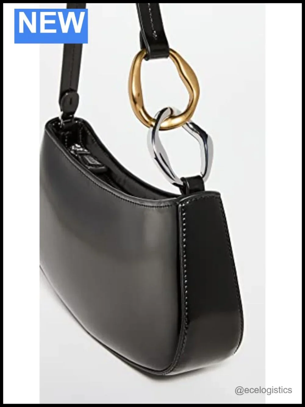 Smooth Cowhide Leather Hobo Shoulder Bag with Chain Strap